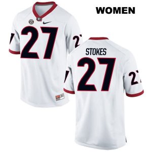 Women's Georgia Bulldogs NCAA #27 Eric Stokes Nike Stitched White Authentic College Football Jersey HOG5854PS